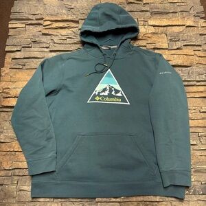 Columbia Pullover Hoodie Sweatshirt Mens XL Green Blue Active Outdoor Hiking